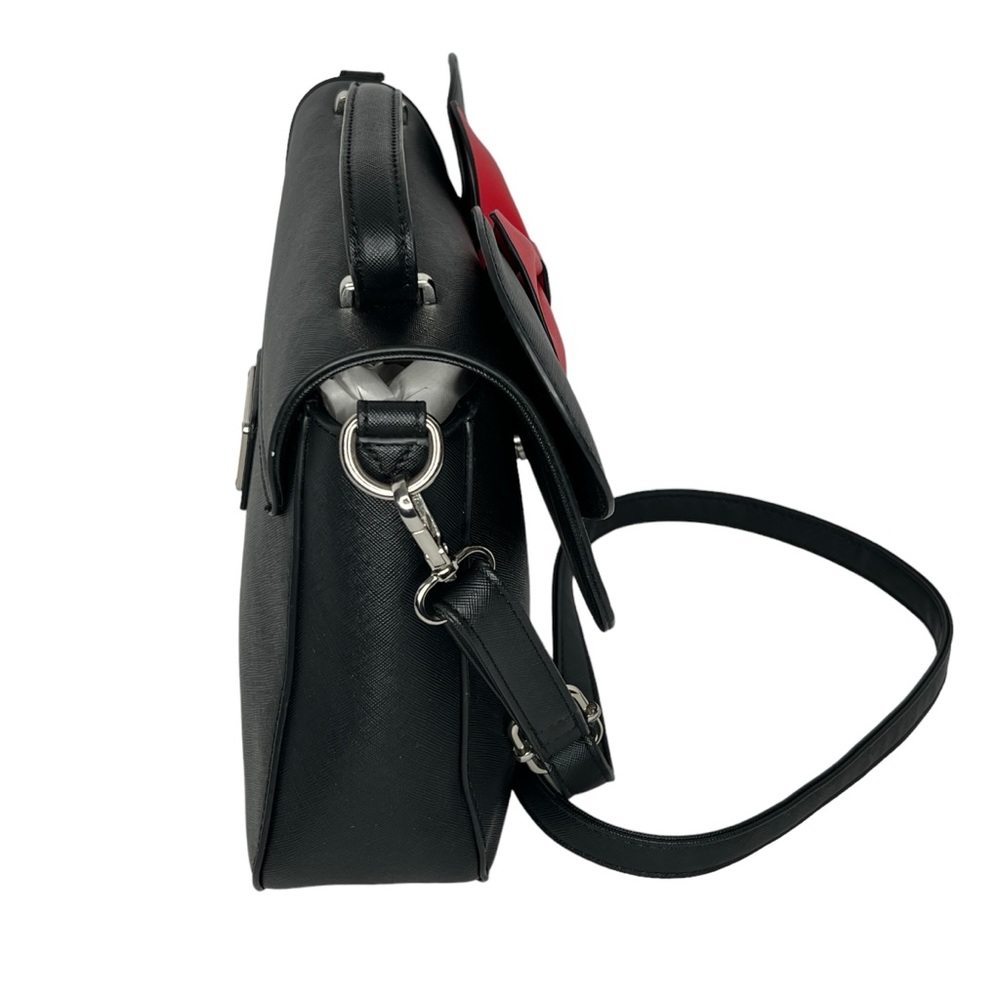 Disney Loungefly Black Leather Minnie Mouse With Bow And Ears Crossbody Bag - Picture 5 of 12